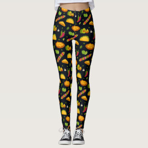 Leggings Patrón de comida mexicana Curta de comida mexicana
