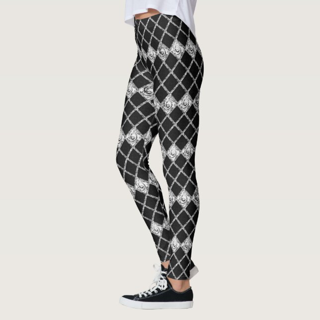 Leggings patrón de comprobación blanco negro (Izquierda)