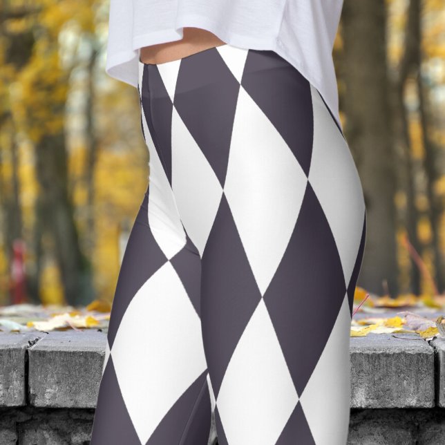 Leggings Patrón de comprobación de arrecifes en blanco y ne (Harlequin Black & White )