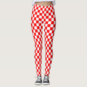 Leggings Patrón de comprobación de blanco rojo