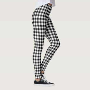 Leggings Patrón de comprobación de búfalo blanco y negro cl