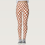 Leggings Patrón de comprobación de color blanco marrón<br><div class="desc">Diseño de cuadrados geométricos de verificación de color marrón y blanco</div>