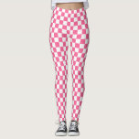 Leggings Patrón de comprobación de color blanco rosado<br><div class="desc">Diseño de cuadrados geométricos de verificación rosa y blanco</div>
