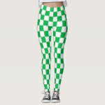 Leggings Patrón de comprobación de color blanco verde<br><div class="desc">Diseño de patrones de cuadrados geométricos de verificación verde y blanco</div>