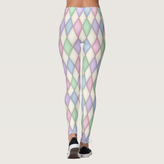 Leggings Patrón de comprobación de diamantes de Harlequin c (Reverso)