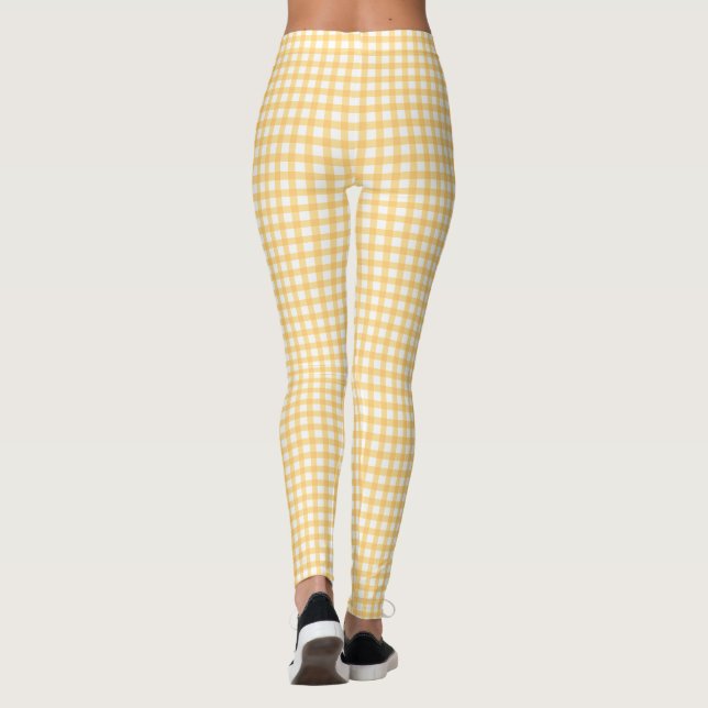 Leggings Patrón de comprobación de Gingham amarillo Pastel (Reverso)