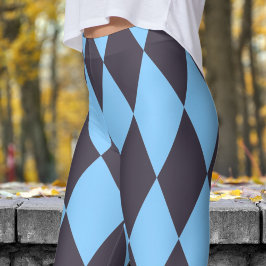 Leggings Patrón de comprobación de Harlequin negro y azul n