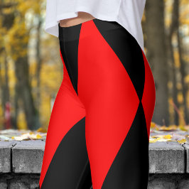 Leggings Patrón de comprobación de Harlequin rojo y negro n