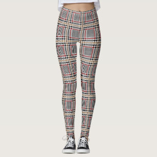 Leggings Patrón de comprobación de la luna color negro ro