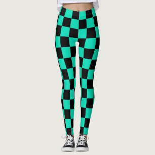Leggings Patrón de comprobación de negro verde