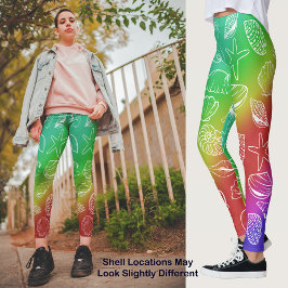 Leggings Patrón de concha arcoiris