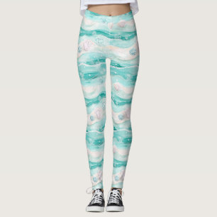 Leggings Patrón de conchas de playa de verano
