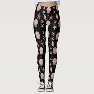 Leggings Patrón de conchas marinas rosadas - Diseño de vera