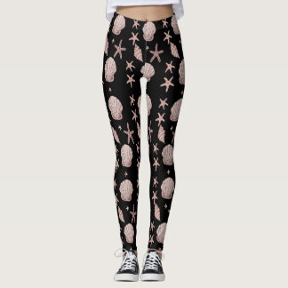 Leggings Patrón de conchas marinas rosadas - Diseño de vera