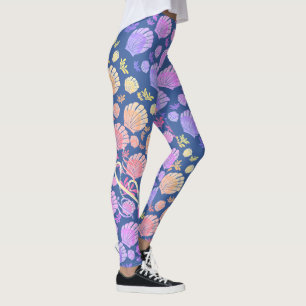 Leggings Patrón de conchas monográficas personalizadas colo