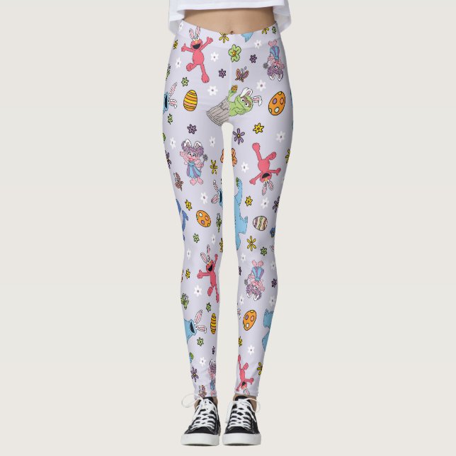 Leggings Patrón de conejito de Pascua de Plaza Sésamo (Anverso)