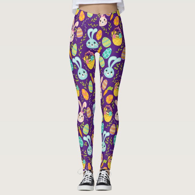 Leggings Patrón de conejito Pastel de Pascua (Anverso)