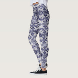 Leggings Patrón de conejo azul y blanco - Piernas femeninas