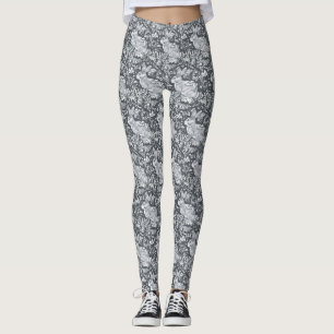 Leggings Patrón de conejo Casual floral de pájaro blanco gr