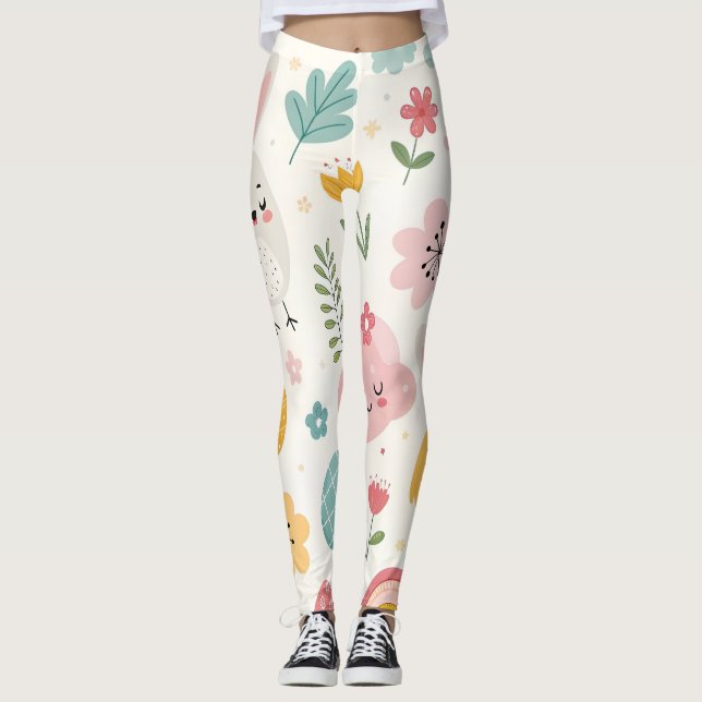Leggings Patrón de conejo de Pascua (Anverso)