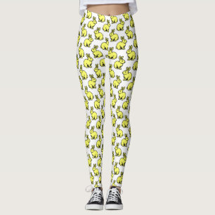 Leggings Patrón de conejos - Negro y amarillo Lt