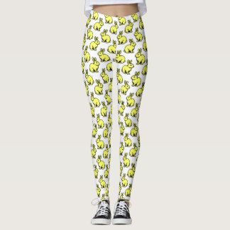 Leggings Patrón de conejos - Negro y amarillo Lt