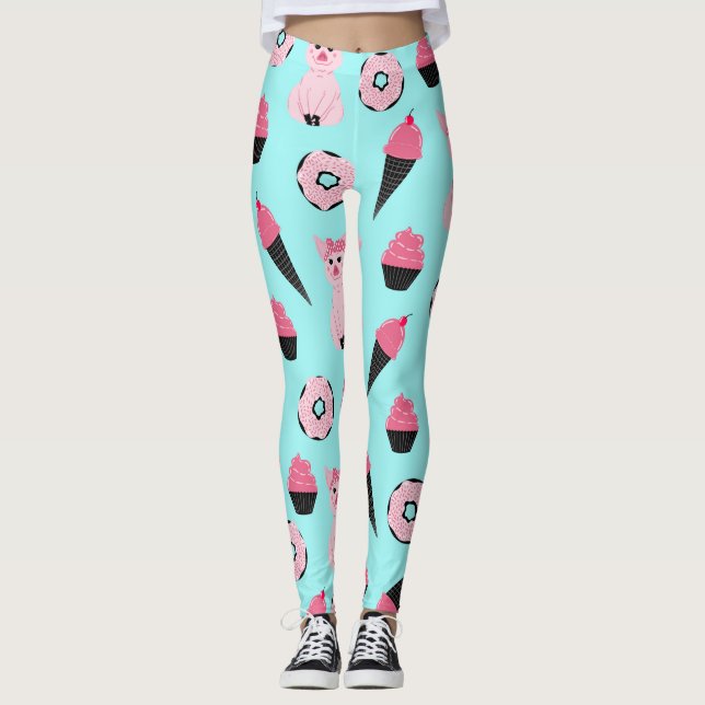 Leggings Patrón de cono de crema de helado de donut de ment (Anverso)