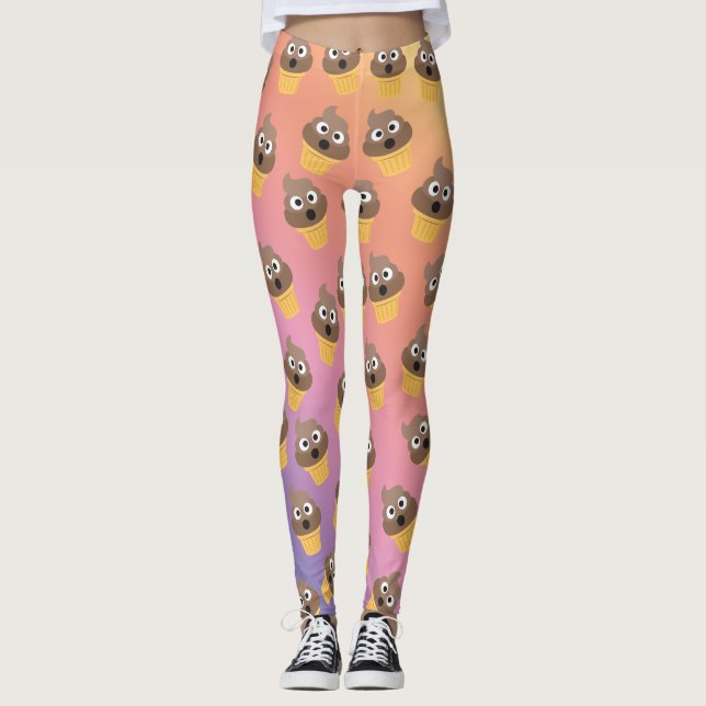 Leggings Patrón de cono de crema de hielo de Emoji de arcoi (Anverso)