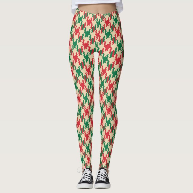 Leggings Patrón de control de gallos, diseño de dientes de  (Anverso)