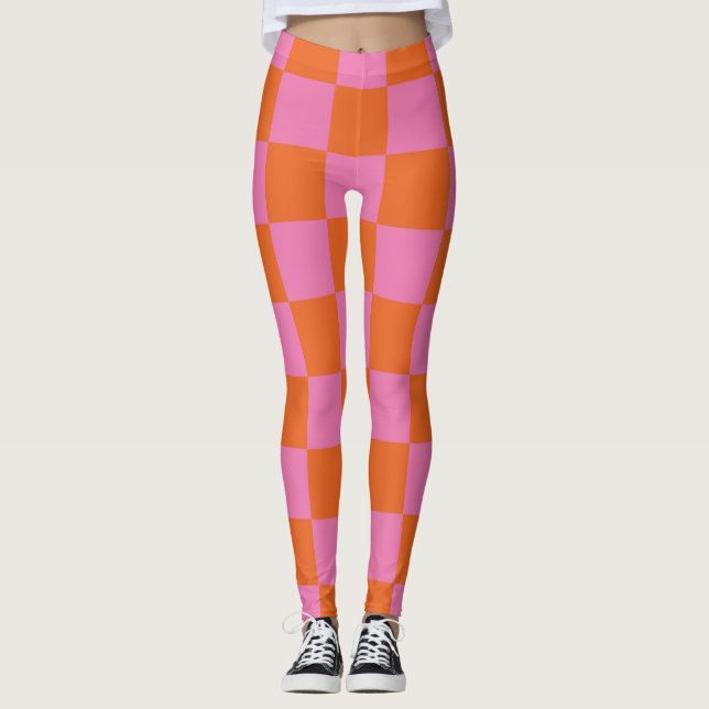 Leggings Patrón de control rosa y Naranja (Anverso)