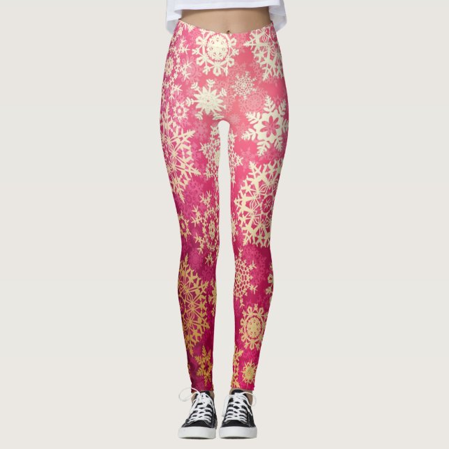 Leggings Patrón de copo de nieve (Anverso)