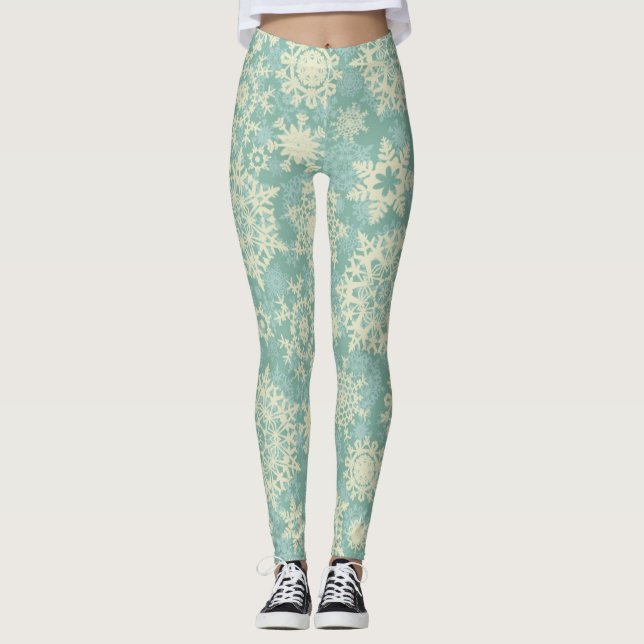 Leggings Patrón de copo de nieve (Anverso)