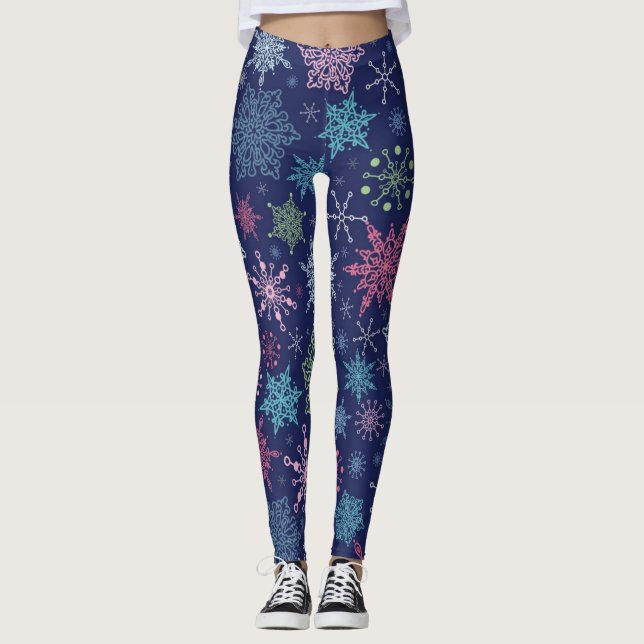 Leggings Patrón de copo de nieve (Anverso)