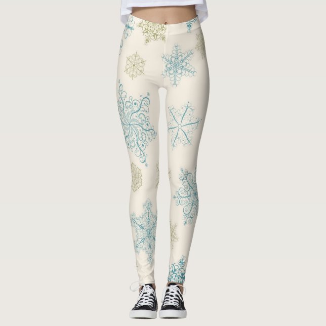 Leggings Patrón de copo de nieve (Anverso)