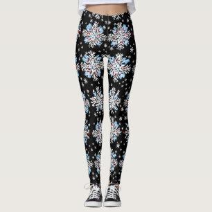 Leggings Patrón de copo de nieve azul