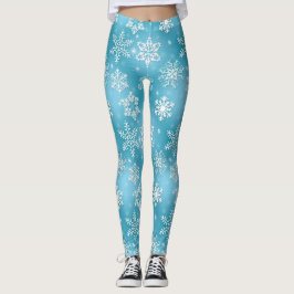 Leggings Patrón de copo de nieve azul Navidades de vacacion