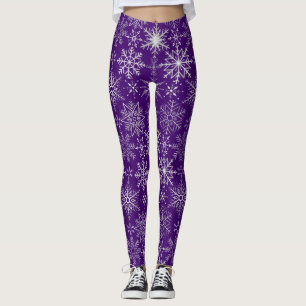 Leggings Patrón de copo de nieve Blanco. D Purple BG