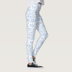 Leggings Patrón de copo de nieve invernal azul claro