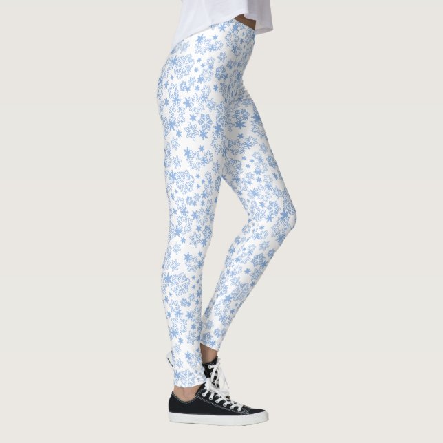 Leggings Patrón de copo de nieve invernal azul claro (Derecha)