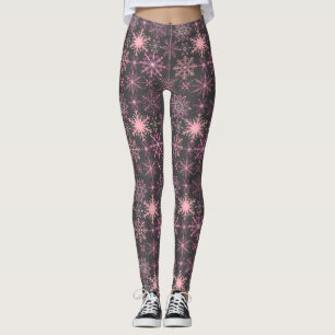 Leggings Patrón de copo de nieve Rosa D Gris BG