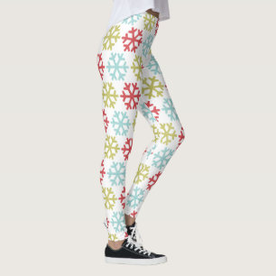 Leggings Patrón de copos de nieve azul de Aqua verde de lim