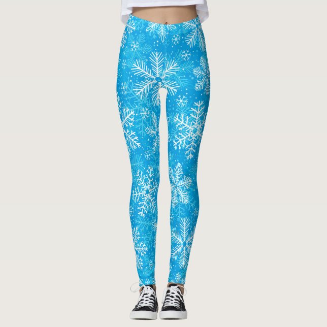 Leggings Patrón de copos de nieve blancos (Anverso)