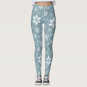 Leggings Patrón de copos de nieve, copos de nieve blancos,