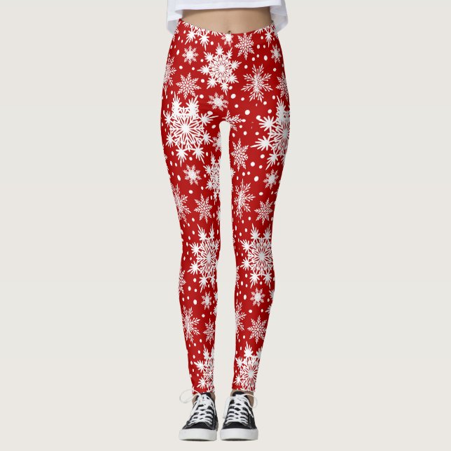 Leggings Patrón de copos de nieve de los navidades (Anverso)