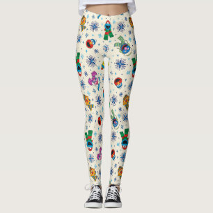 Leggings Patrón de copos de nieve de Plaza Sésamo Navidades