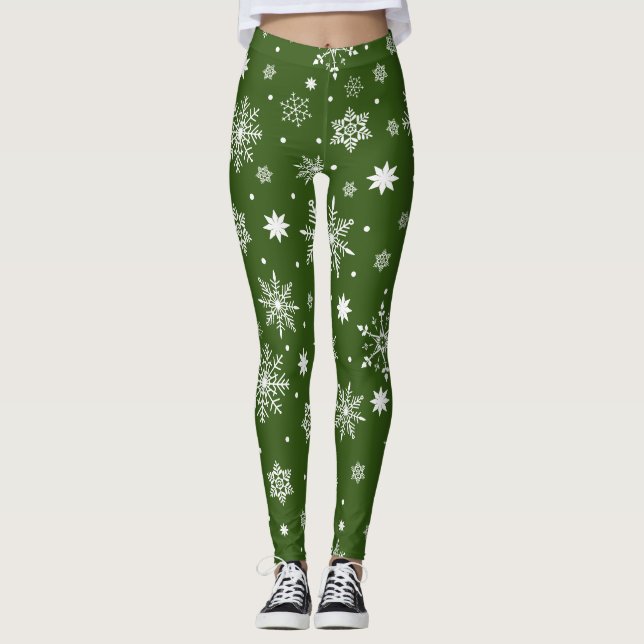 Leggings Patrón de copos de nieve de tendencia cuta (Anverso)