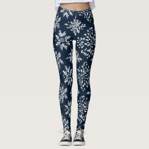Leggings Patrón de copos de nieve florales