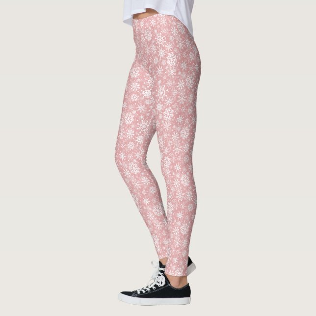Leggings Patrón de copos de nieve navidades Rosa (Izquierda)