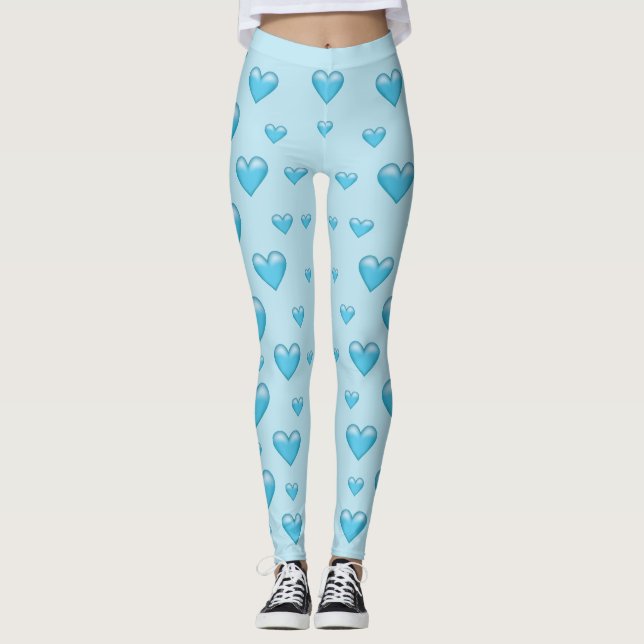 Leggings Patrón de corazón azul claro (Anverso)
