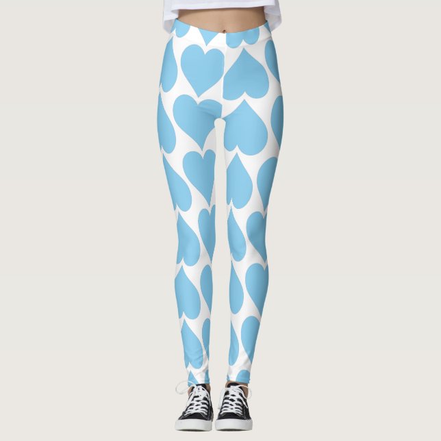 Leggings Patrón de corazón azul, romántico, amor (Anverso)